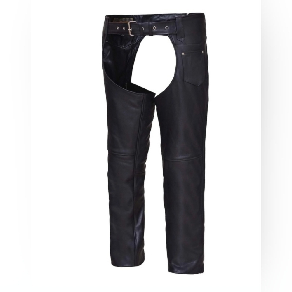 Hudson Leather Coin Pocket Genuine Leather Black Chaps Motorcycle Size 2XS/XXS